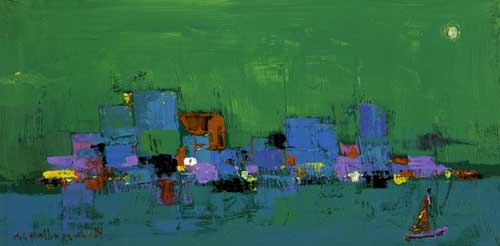 Appraisal: ALVIN CARL HOLLINGSWORTH - Untitled City Landscape Oil on canvas