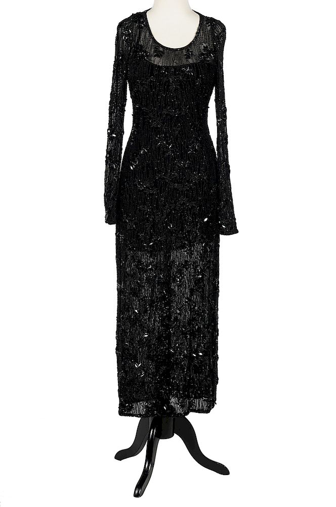 Appraisal: Escada Couture Black Beaded Evening Gown Size Escada Couture Evening