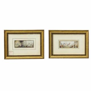 Appraisal: Pair of Framed Turkish Dancing Scenes prints with added hand