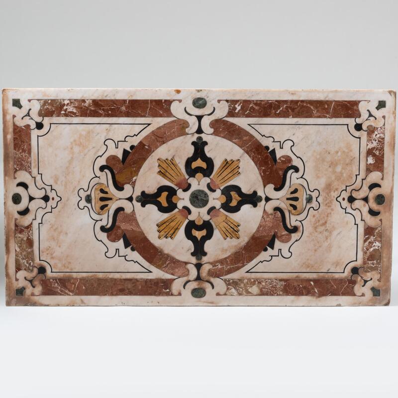 Appraisal: Italian Pietra Dura Marble Top Mounted on Later Custom Base