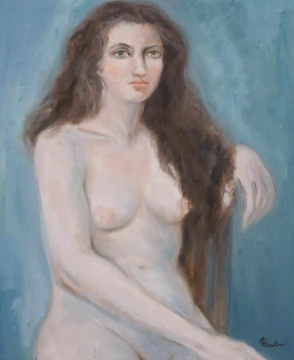 Appraisal: B DRAKOS NUDE WOMAN OIL ON CANVAS SIGNED L R