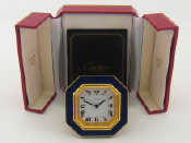 Appraisal: A Cartier Must Travel Alarm clock ref Octagonal case in