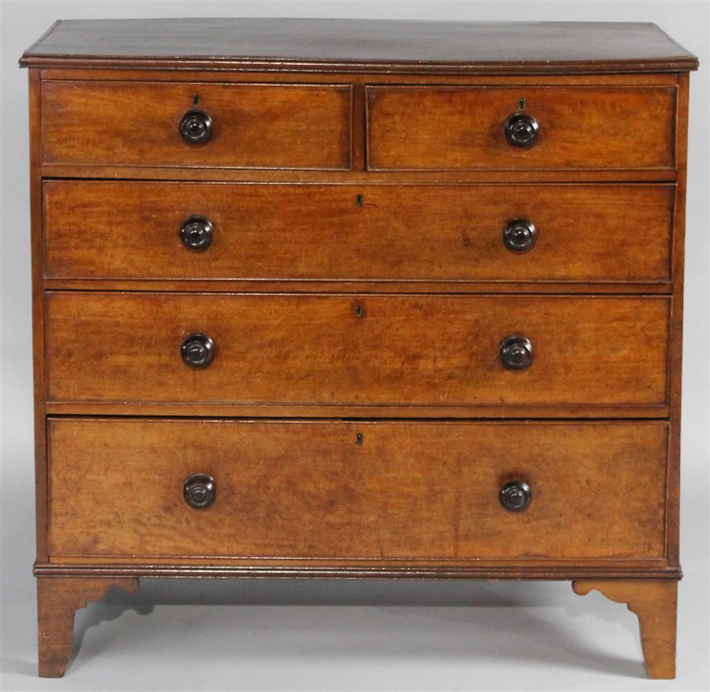 Appraisal: ENGLISH MAHOGANY CHEST OF DRAWERS the top with reeded framed