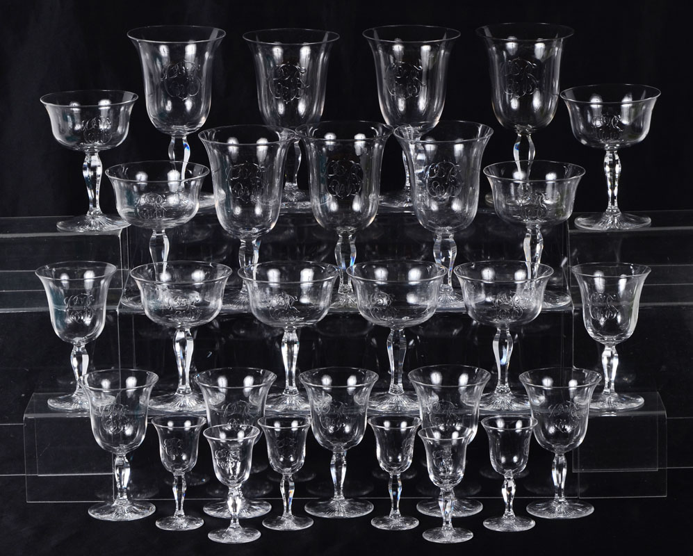 Appraisal: PIECES HAWKES CRYSTAL STEMWARE Approx pieces with flared rims monogrammed