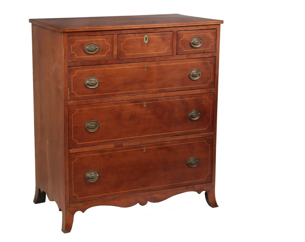 Appraisal: GENTLEMAN'S CHEST - New England Federal Period Cherry Gentleman's Dresser