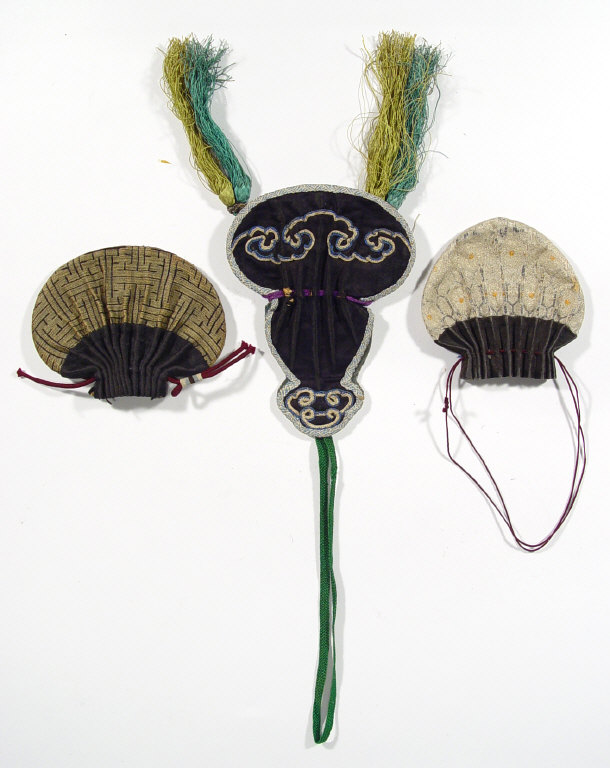 Appraisal: Three th Century Chinese purses with embroidered decoration