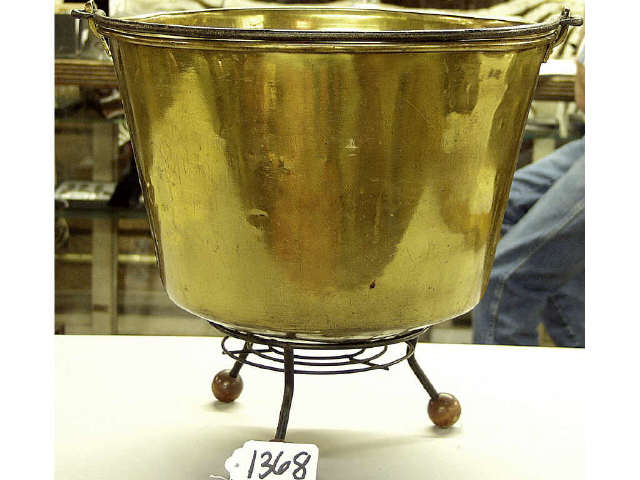 Appraisal: Large antique brass bucket made by Waterbury Brass Company in