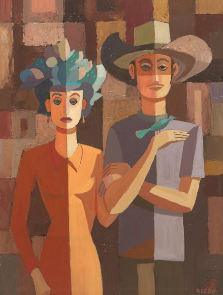 Appraisal: ANTHONY RIZZO AMERICAN - x Young southwestern couple Oil on