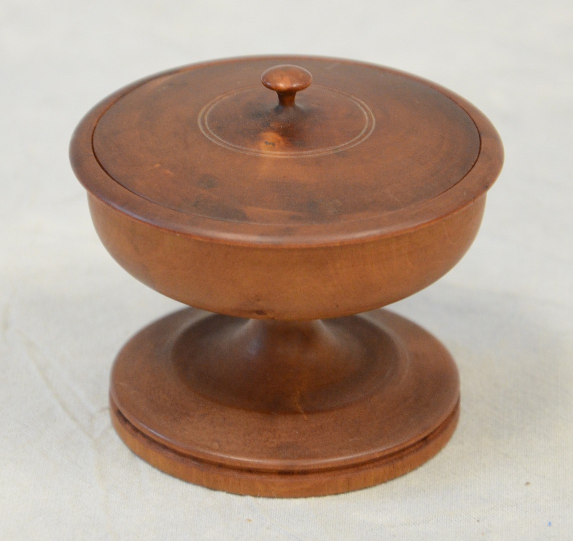 Appraisal: Turned covered salt concentric circles on top wooden knob possibly