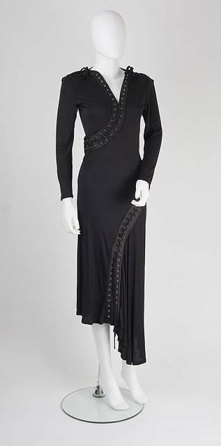 Appraisal: An Alexander McQueen black dress with asymmetric hem deep v-shaped