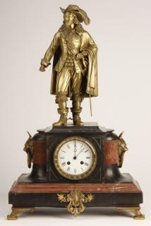 Appraisal: th c French gilt bronze figural clock Mid th century