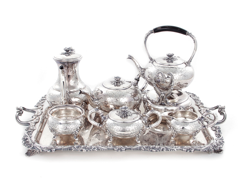 Appraisal: Sheffield Silver Co silverplate tea and coffee service with tray