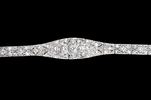 Appraisal: Art Deco diamond bracelet in pt ca Of intricate pierced