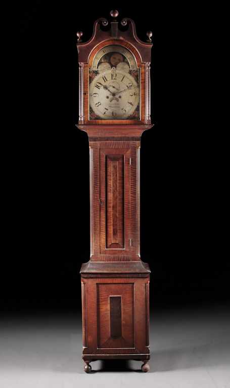 Appraisal: Federal tiger maple and cherry tall-case clock Jacob Wolf Waynesburg