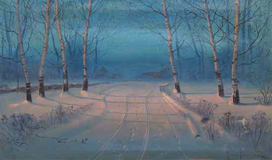 Appraisal: Svend Rasmussen Svendsen American Norwegian - Snowy Road oil on