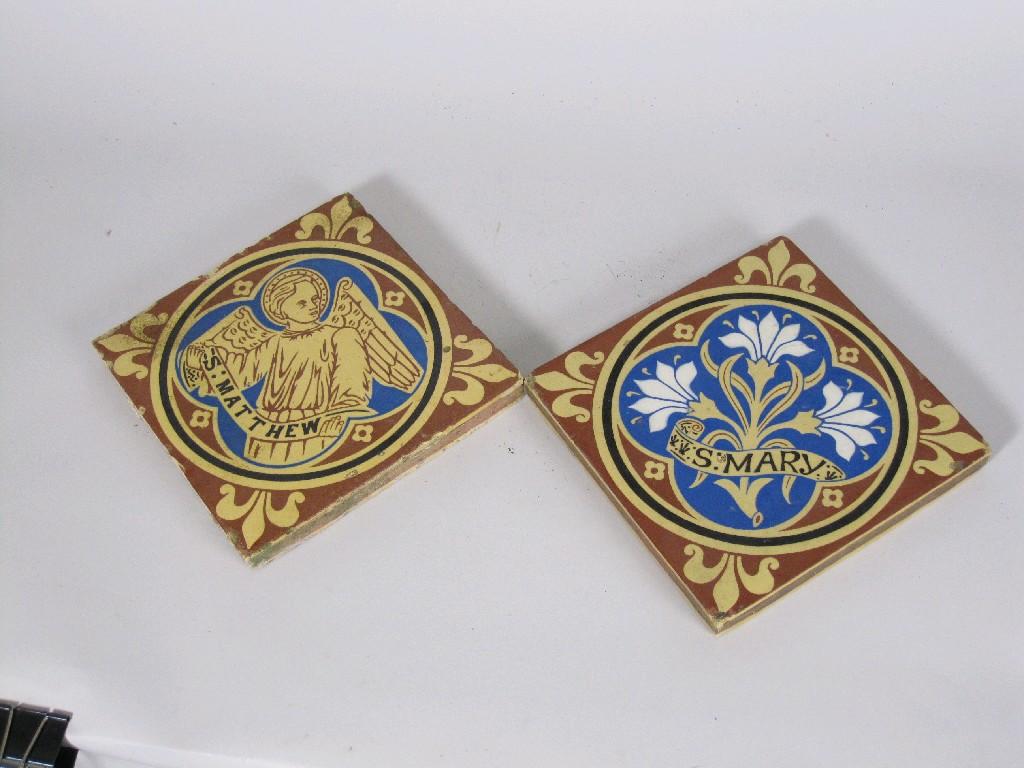 Appraisal: Six Godwin of Lugwardine Hereford Tiles with religious themes Lamb