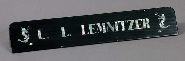 Appraisal: Inlaid mother of pearl name plaque with text L L