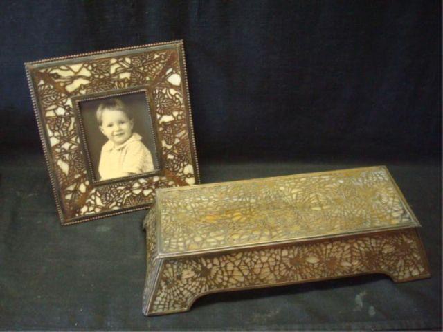 Appraisal: Riviere Studios Bronze Glass Picture Frame together with Unsigned Bronze