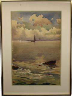 Appraisal: American School th C Coastal Scene w Boats American School