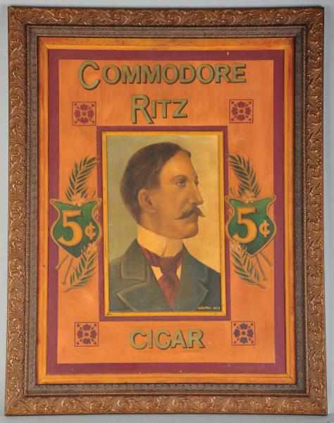 Appraisal: Framed Handpainted Ritz Cigar Sign Description Dated Original frame Nice