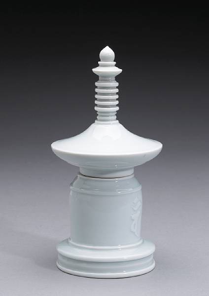 Appraisal: A two-section studio porcelain model of a pagoda Showa Period