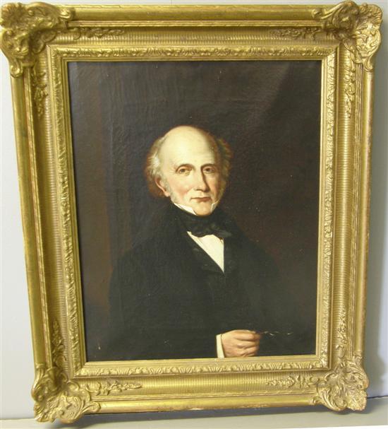 Appraisal: th century oil on canvas portrait of a gentleman in