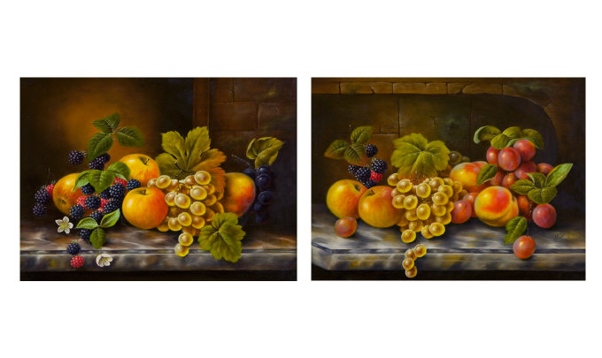 Appraisal: J F Smith Pair of Still Lifes Fruit - apples