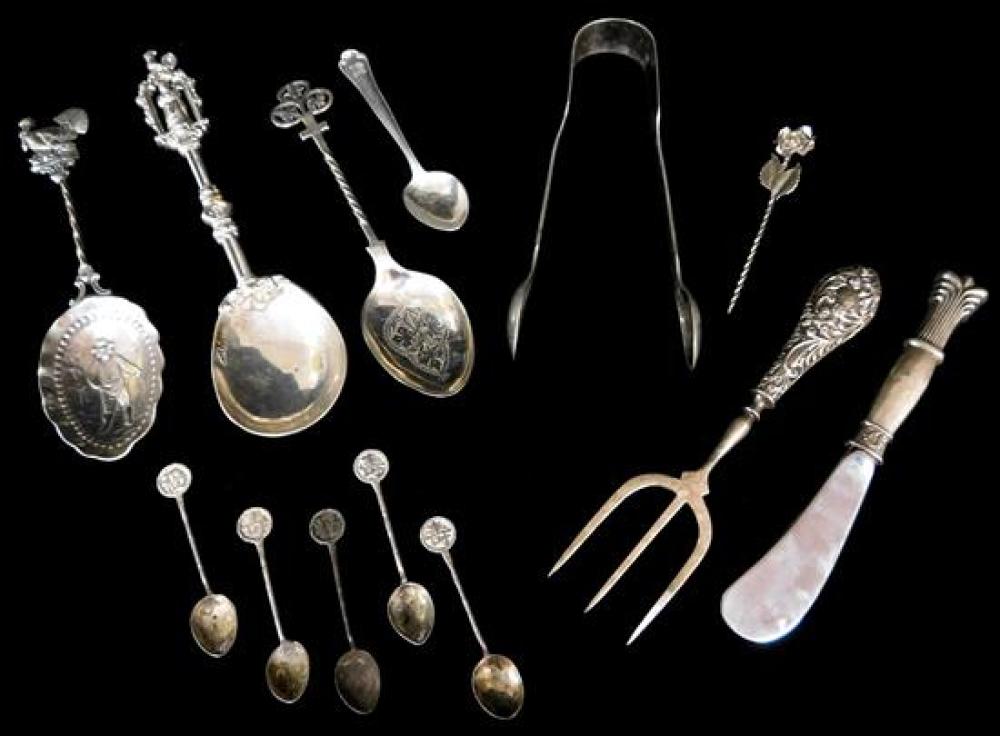 Appraisal: SILVER Thirteen pieces of silver flatware and serving pieces all