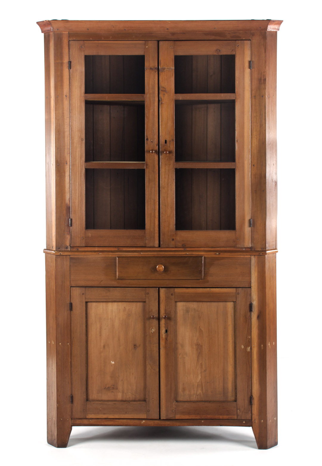 Appraisal: American vernacular pine corner cupboard first quarter- th century two