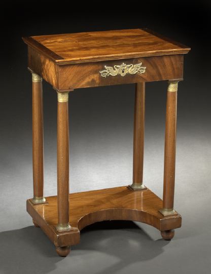 Appraisal: Empire-Style Mahogany Work Table third quarter th century the hinged