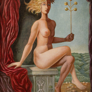 Appraisal: Artist Unknown th Century Untitled Surrealist Nude acrylic on Masonite