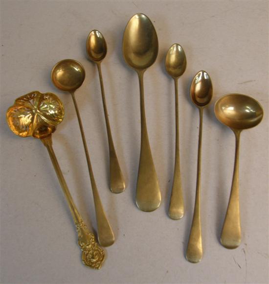 Appraisal: Seven pieces of French gilt white metal flatware by Christofle