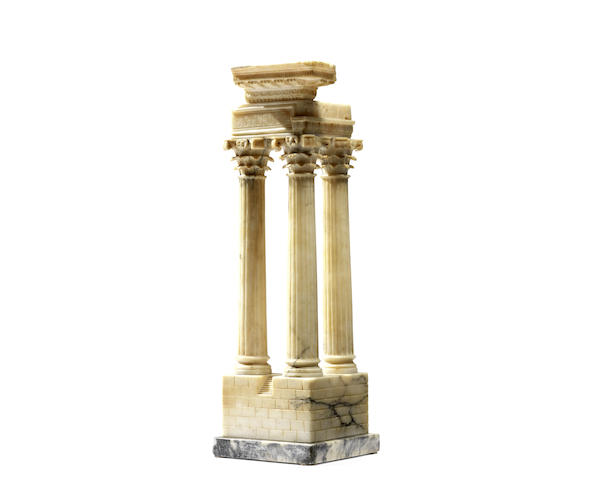 Appraisal: An Italian alabaster grand tour model of ruined colonade with