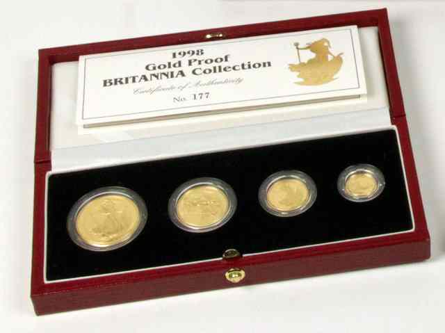 Appraisal: The Britannia Gold Proof Collection comprising four gold coins in