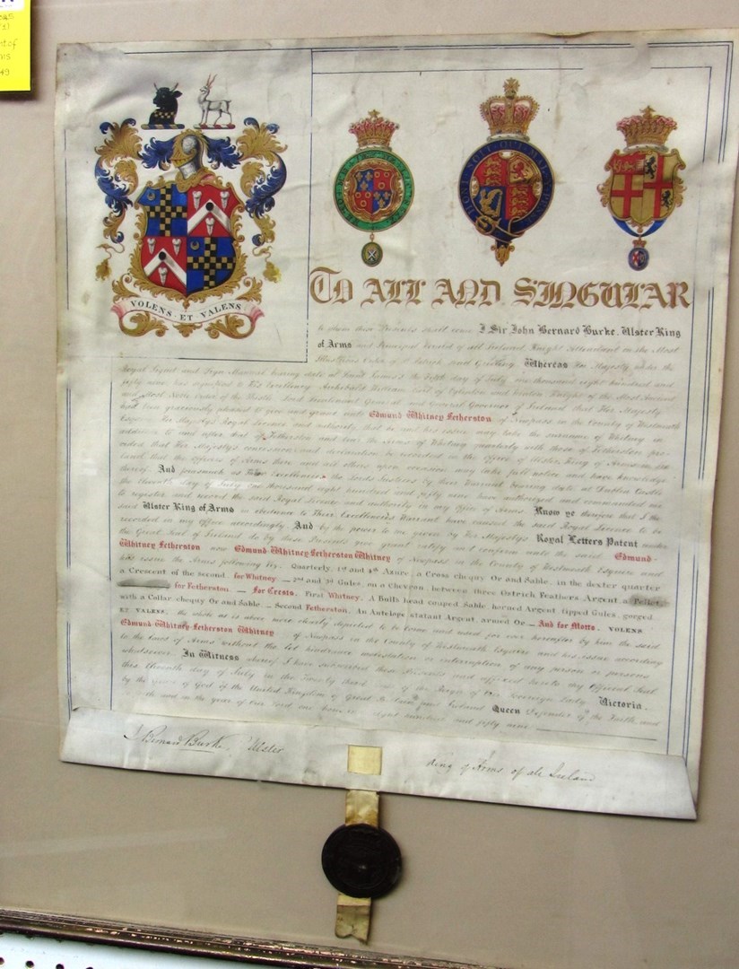 Appraisal: GRANT OF ARMS - 'To All and Singular' to Edmund