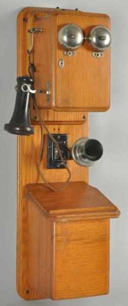 Appraisal: North Electric -Box Telephone Circa Oak Single battery bottom box