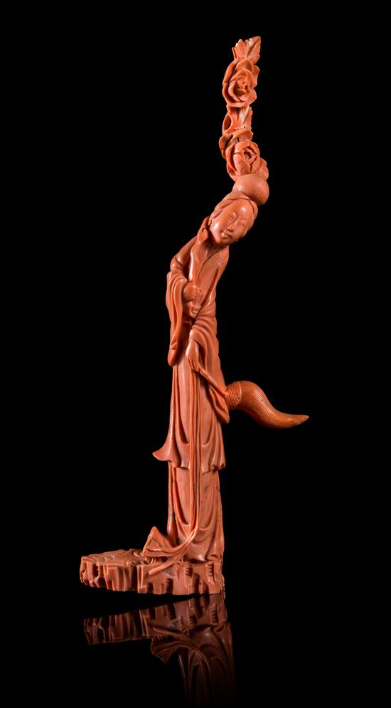 Appraisal: Sale Lot A Red Coral Figure of a Female Immortal