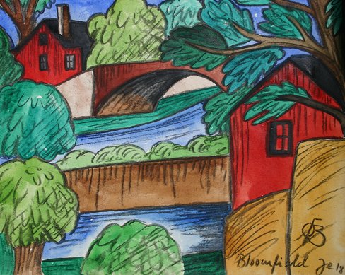 Appraisal: BLUEMNER Oscar Florianus American - Bloomfield Town Scape with Bridge