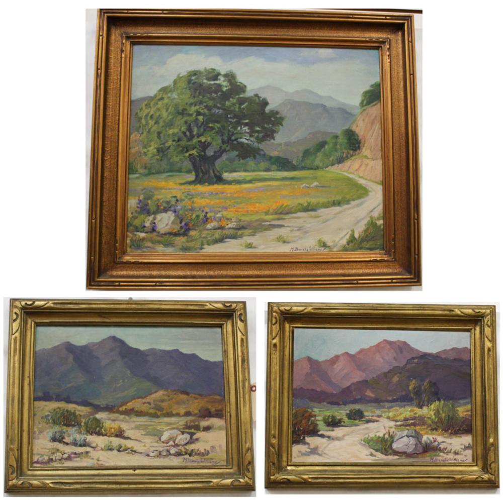 Appraisal: M BLANCE WILLIAMS California th century three oil paintings California