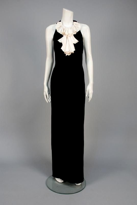 Appraisal: BILL BLASS TRAINED VELVET EVENING GOWN Sleeveless black silk having