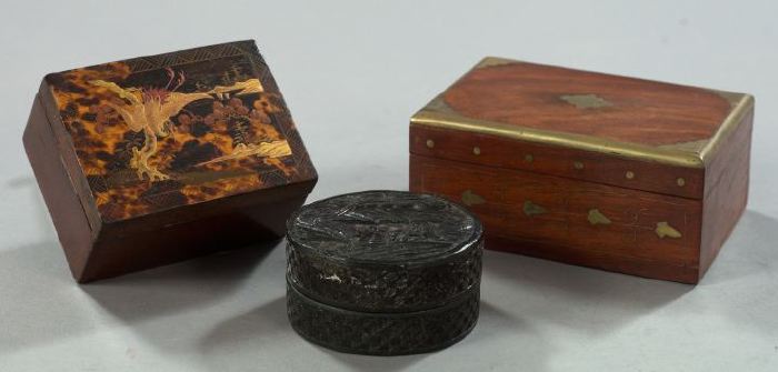 Appraisal: Group of Three Decorative Boxes consisting of an attractive Japanese