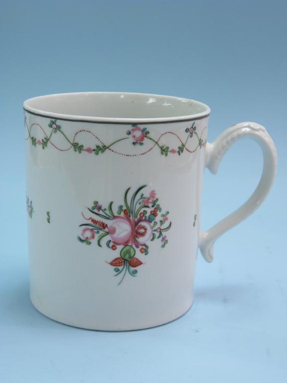 Appraisal: A large Newhall straight sided Mug floral painted in famille