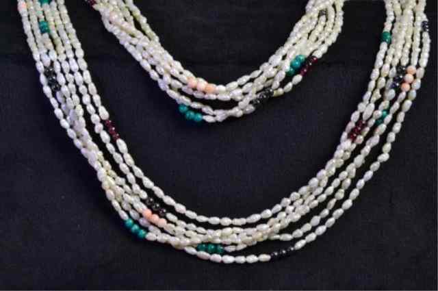 Appraisal: MULTIPLE STRAND FRESHWATER PEARL NECKLACESix strands of freshwater rice pearls