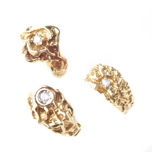 Appraisal: A collection of six diamond and gold rings six rings