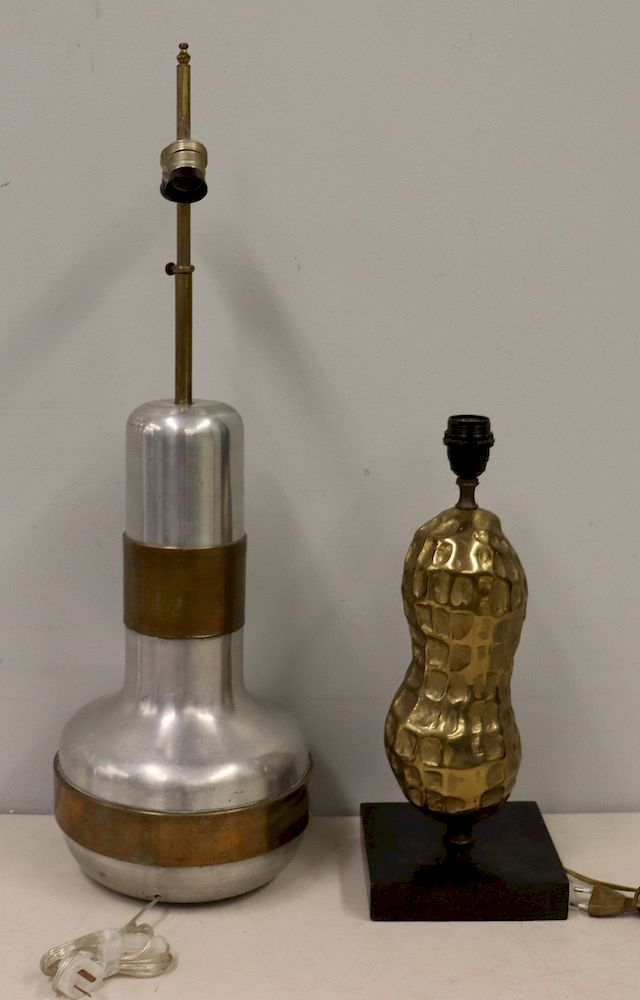 Appraisal: A Gilt Bronze Peanut Form Lamp Together With A n