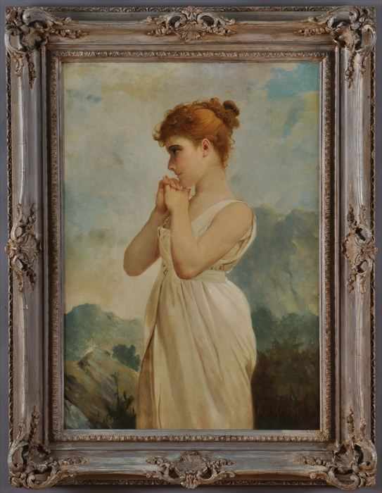 Appraisal: OTTO MERKEL TH TH c WISTFUL YOUNG LADY Oil on