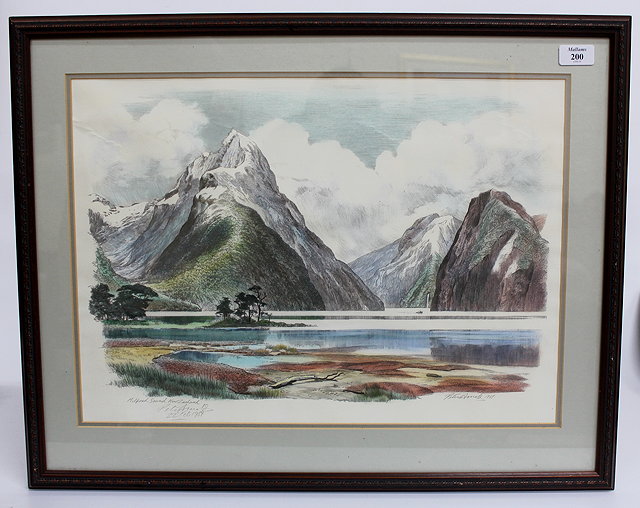 Appraisal: AFTER PETER ARNOLDSMILFORD SOUND NEW ZEALAND print in colours pencil