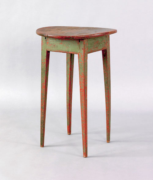 Appraisal: Country painted end table early th c retaining a green