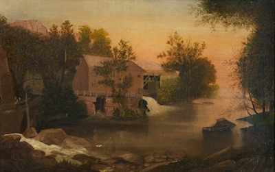 Appraisal: Anonymous American Folk Art Painting Old Mill Oil on canvas