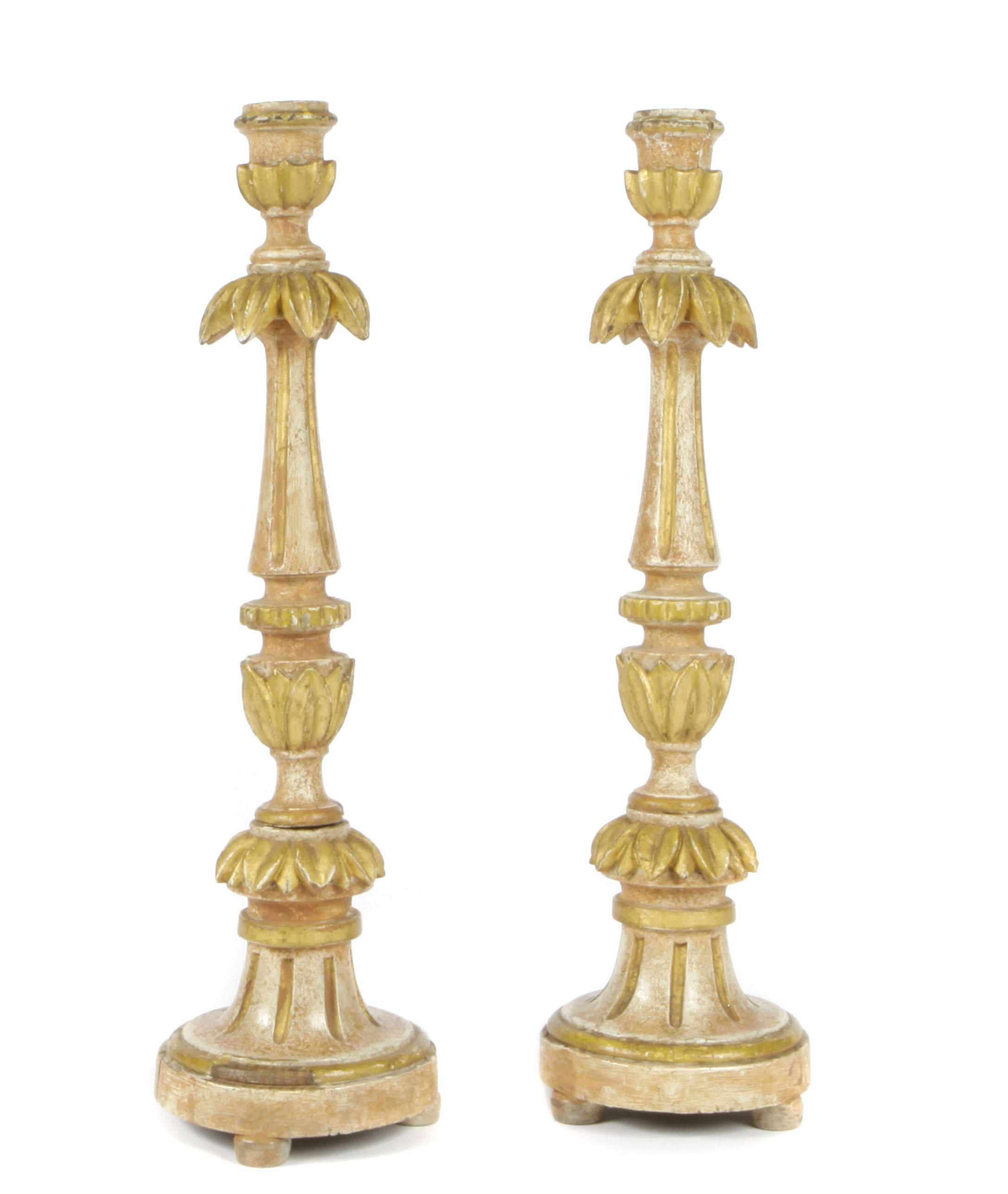 Appraisal: A pair of Neoclassical style parcel gilt and paint decorated